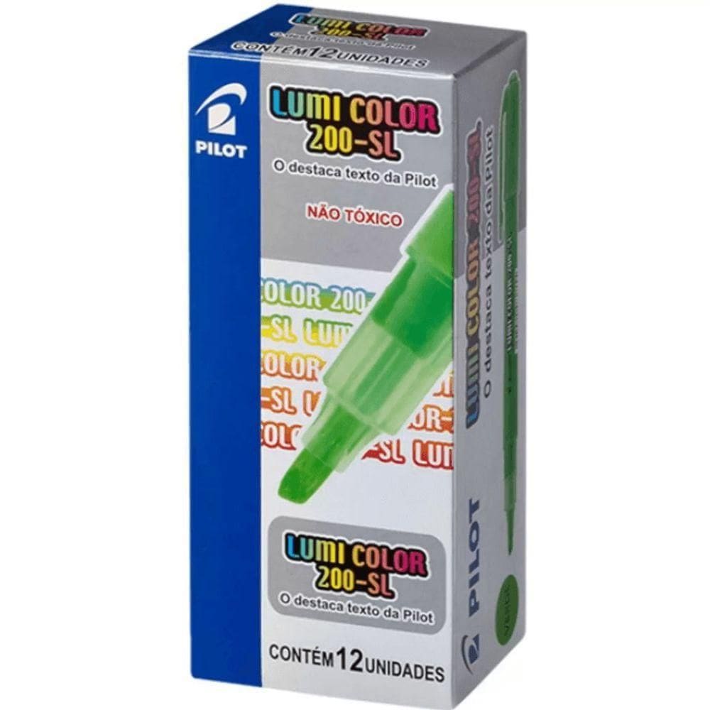 Caixa Caneta Marca Texto Lumi Color 200sl - 12 Unidades - Pilot Verde