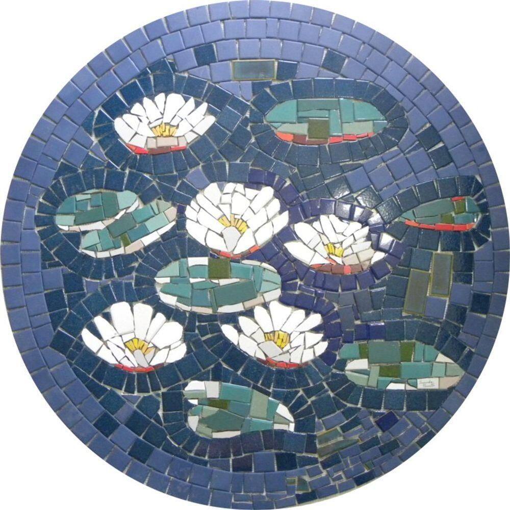 Mandala Mosaico Floral Nenúfares De Monet Ii Em Cerâmica