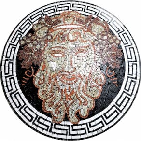 Piso Em Mosaico Romano O Deus Bacco Tamanho 120cm