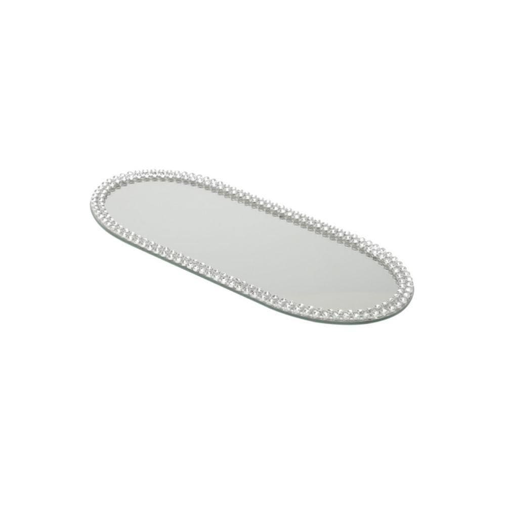 Bandeja Espelhada Oval Em Vidro 20x10cm Wolff