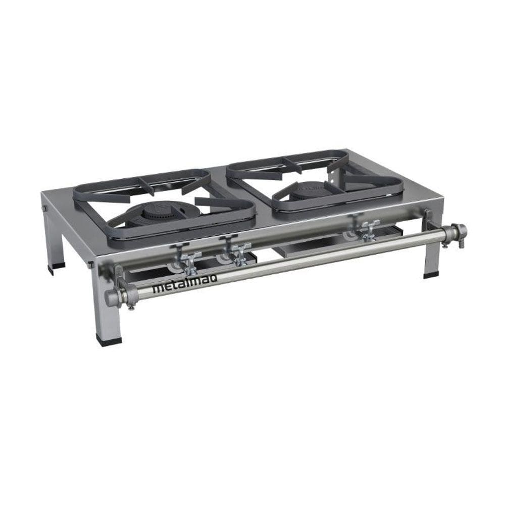 Fogão Industrial 2 Bocas 30x30 Mesa Inox Top Metalmaq
