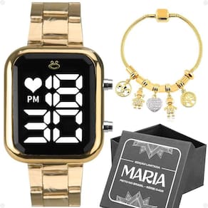 Relogio Feminino Dourado Digital Presente Qualidade Premium
