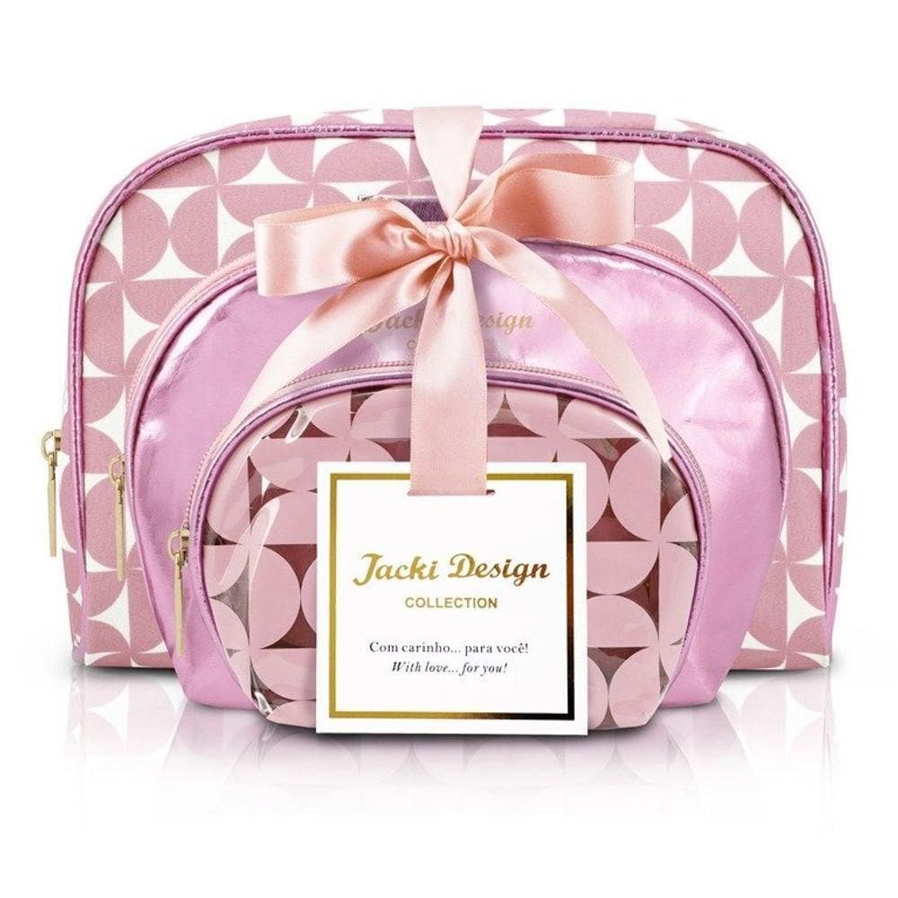 Kit De Necessaire Com 3 Pçs Glitz Jacki Design Rosa