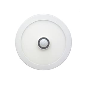 Painel Led Sobrepor 6w Redonda Branco Quente 3000k Com Sensor De Presença Dia/noite