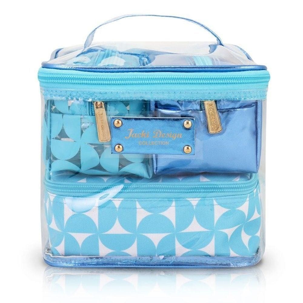 Kit De Necessaire Com 4 Pçs Glitz Jacki Design Azul