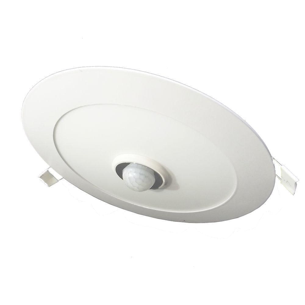 Painel Led Embutir 6w Redonda Branco Quente 3000k Com Sensor De Presença Dia/noite