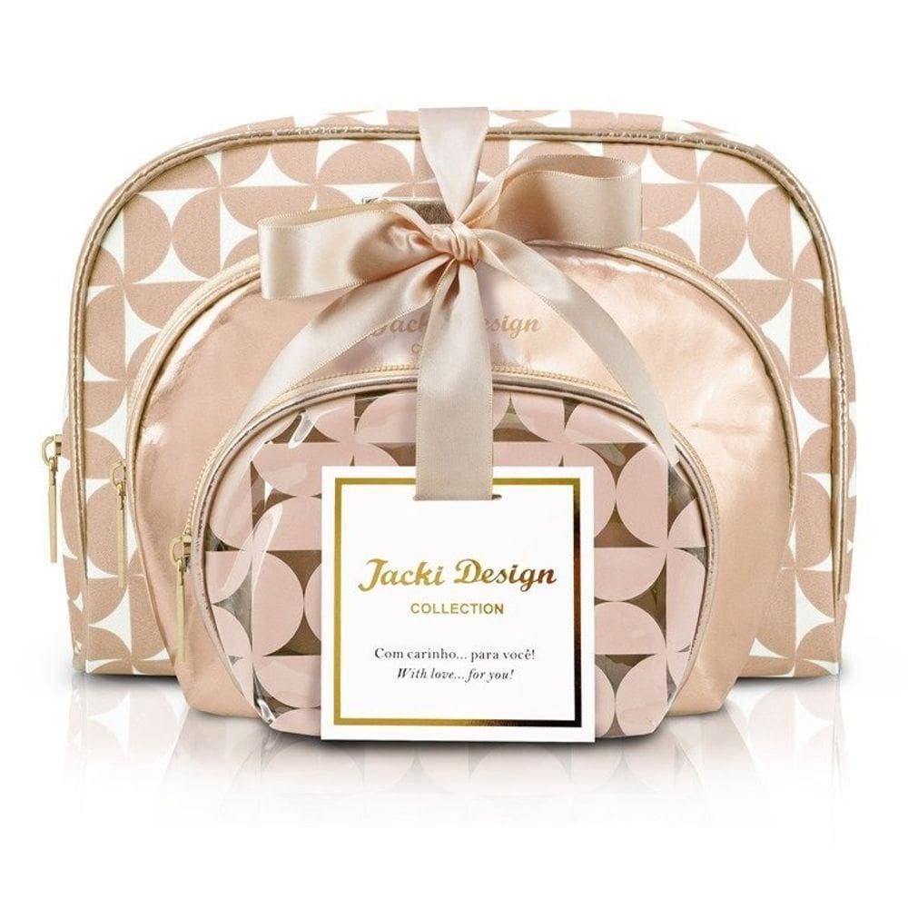 Kit De Necessaire Com 3 Pçs Glitz Jacki Design Dourado