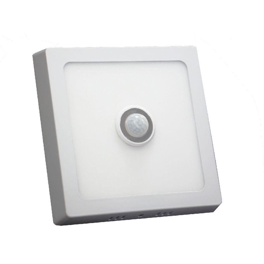 Painel Led Sobrepor 6w Quadrada Branco Quente 3000k Com Sensor De Presença Dia/noite