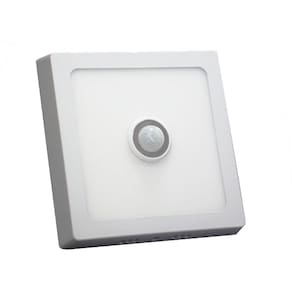 Painel Led Sobrepor 6w Quadrada Branco Quente 3000k Com Sensor De Presença Dia/noite