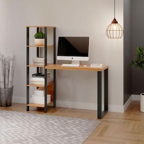 Escrivaninha Em Mdf 5 Prateleiras 123 X 44 Cm Freijó/preto Fosco Pradel Dalla Costa