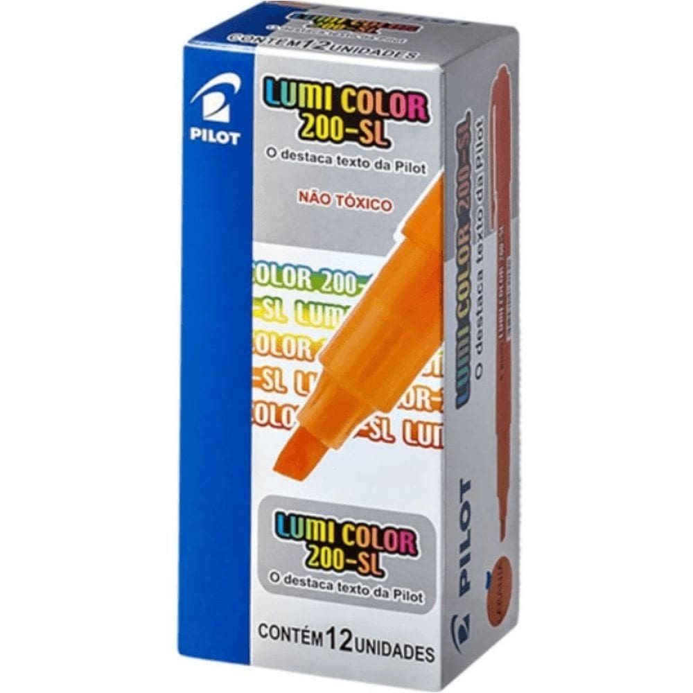 Caixa Caneta Marca Texto Lumi Color 200sl - 12 Unidades - Pilot Laranja