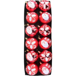 Kit 12 Bolas Natalinas árvore De Natal Enfeite Vermelho 80mm