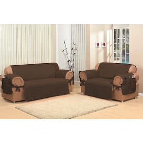 Capa Protetora De Sofa Microfibra 02 E 03 Lugares Marrom