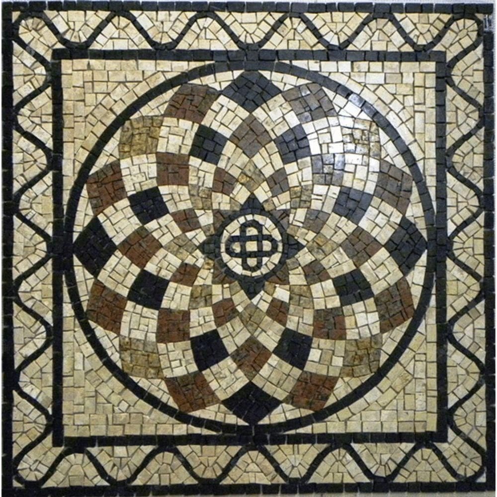 Piso Em Mosaico Romano Semente De Girassol Colorato I Tamanho 120cm