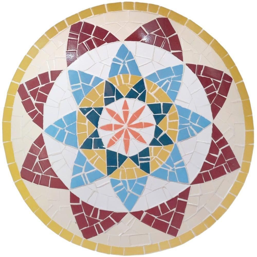 Mandala Indiana I Piso Mosaico Ceramico Tamanho 80cm