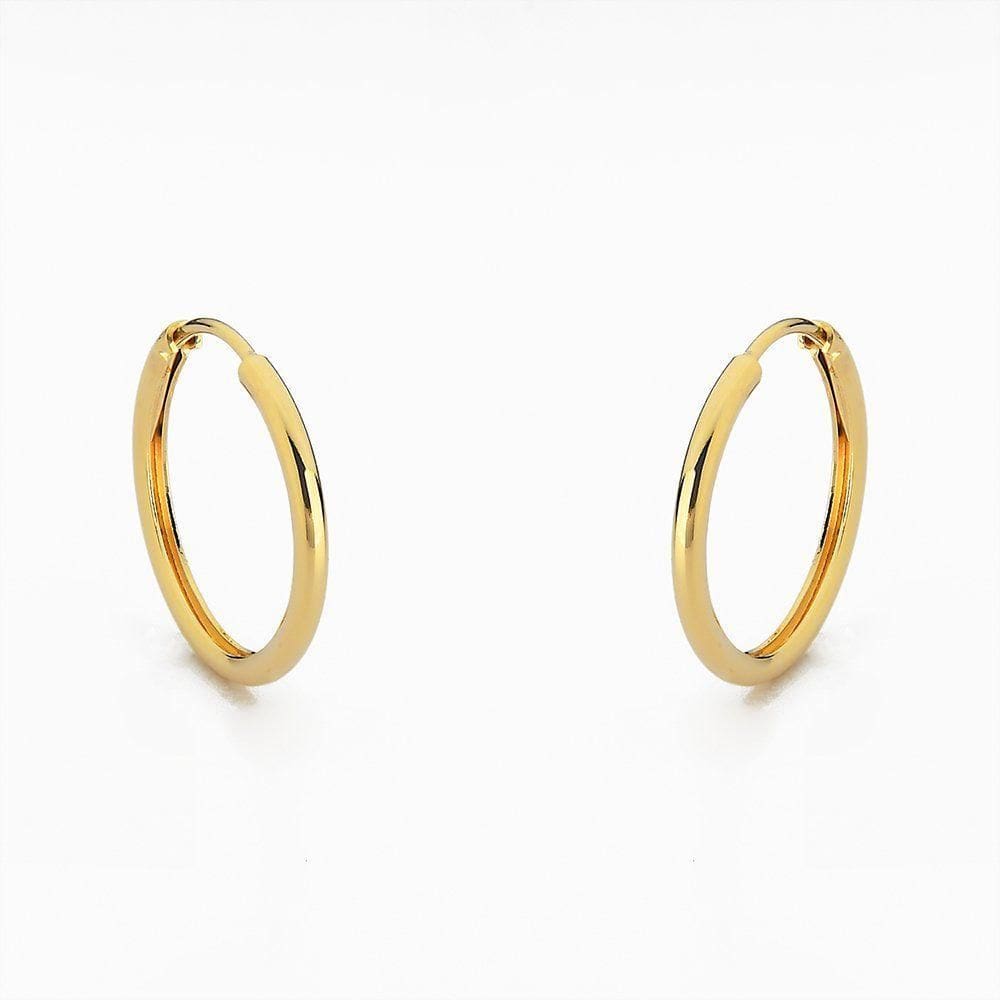 Brinco Argola Feminina Básica Lisa Banhado A Ouro 18k 2cm