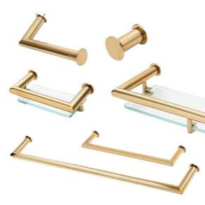 Kit de Acessórios Para Banheiro com 6 Peças em Aço Inox Dourado Brilhante Linha Tessália Stainless