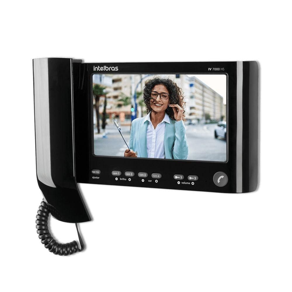 Módulo Interno Videoporteiro Iv 7000 Hs In Preto Intelbras Monitore Até 4 Ambientes