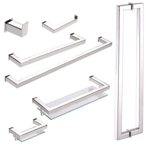 Kit de Acessórios Para Banheiro com 7 Peças em Aço Inox Polido Linha Larissa  Stainless