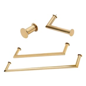 Kit de Acessórios Para Banheiro com 4 Peças em Aço Inox Dourado Linha Tessália  Stainless