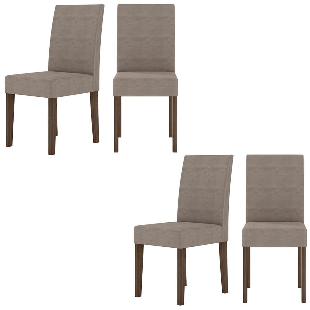 Kit de 4 Cadeiras Josi com Tecido em Suede