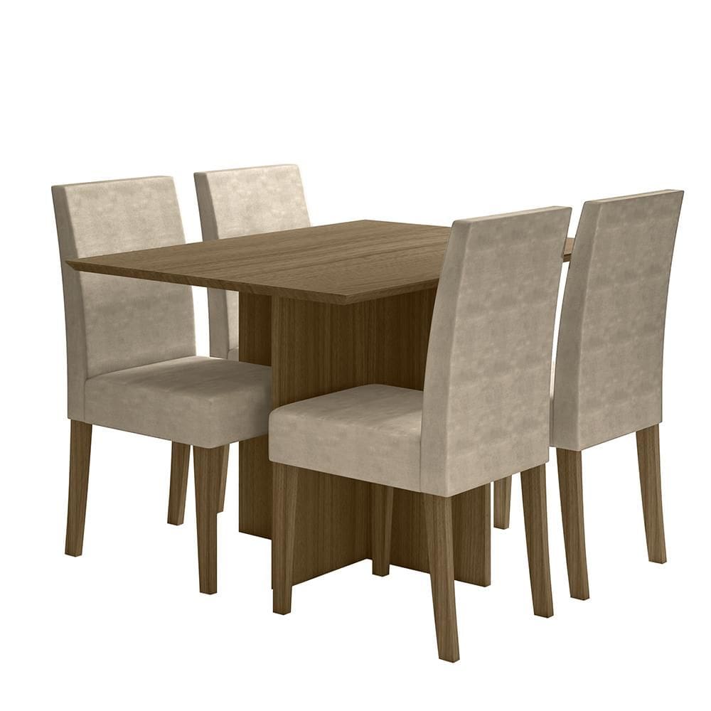 Kit Mesa de Jantar Helo Sem Vidro 120x90 com 4 Cadeiras Josi