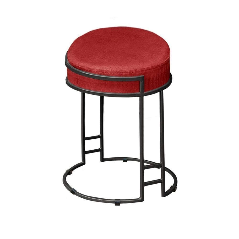 Puff Decorativo Sarah Sala E Recepção Metal Preto Em Veludo