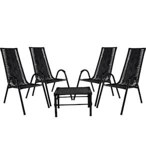 Conjunto Cadeiras Mesa De Centro Canadá Edícula Preto