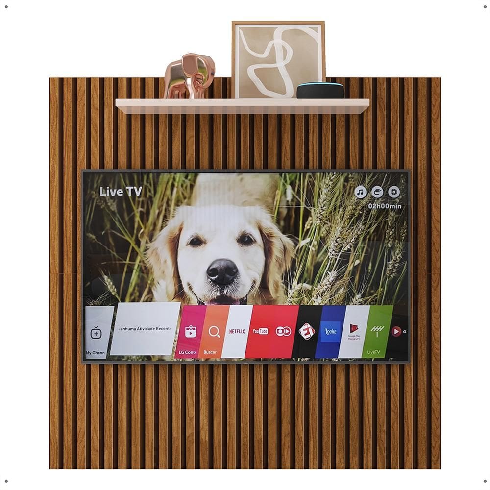 Painel Pequeno 90x90cm Para Tv Até 32 Polegadas Star Efeito Ripado 3d Off White Lojas Movelove