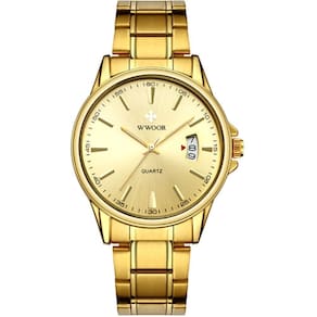 Relógio Masculino Quartzo Dourado Em Aço Inoxidável á Prova D´agua Dourado