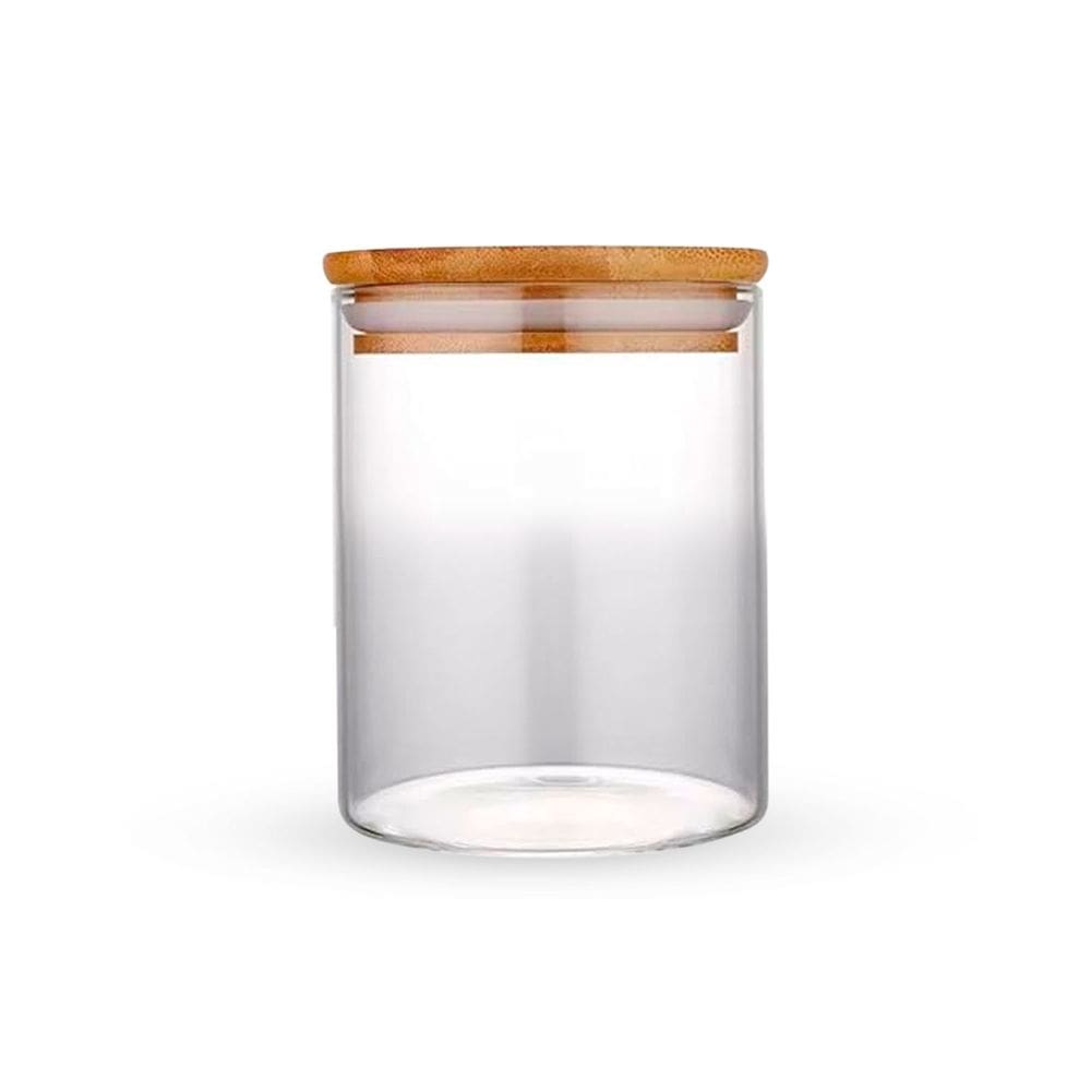 Pote Hermético Para Alimentos Condimentos Temperos Capacidade 330ML Com Tampa de Bambu