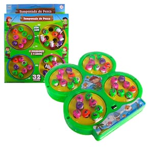 Jogo Pescaria de Mesa 32 Peixes Infantil temporada de Pesca Polibrinq