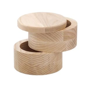 Saleiro Duplo em Madeira com Tampa Giratória Natural 10 cm- Oxford