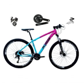 Bicicleta Aro 29 Ksw Xlt Shimano Altus 24v Freio Disco Hidráulico Garfo Trava - Rosa/azul Tam.17