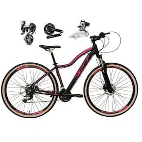 Bicicleta Aro 29 Ksw Mwza Shimano Altus 24v Frio Hidráulico Garfo Trava Pneu Bege - Preto/rosa Tam.17