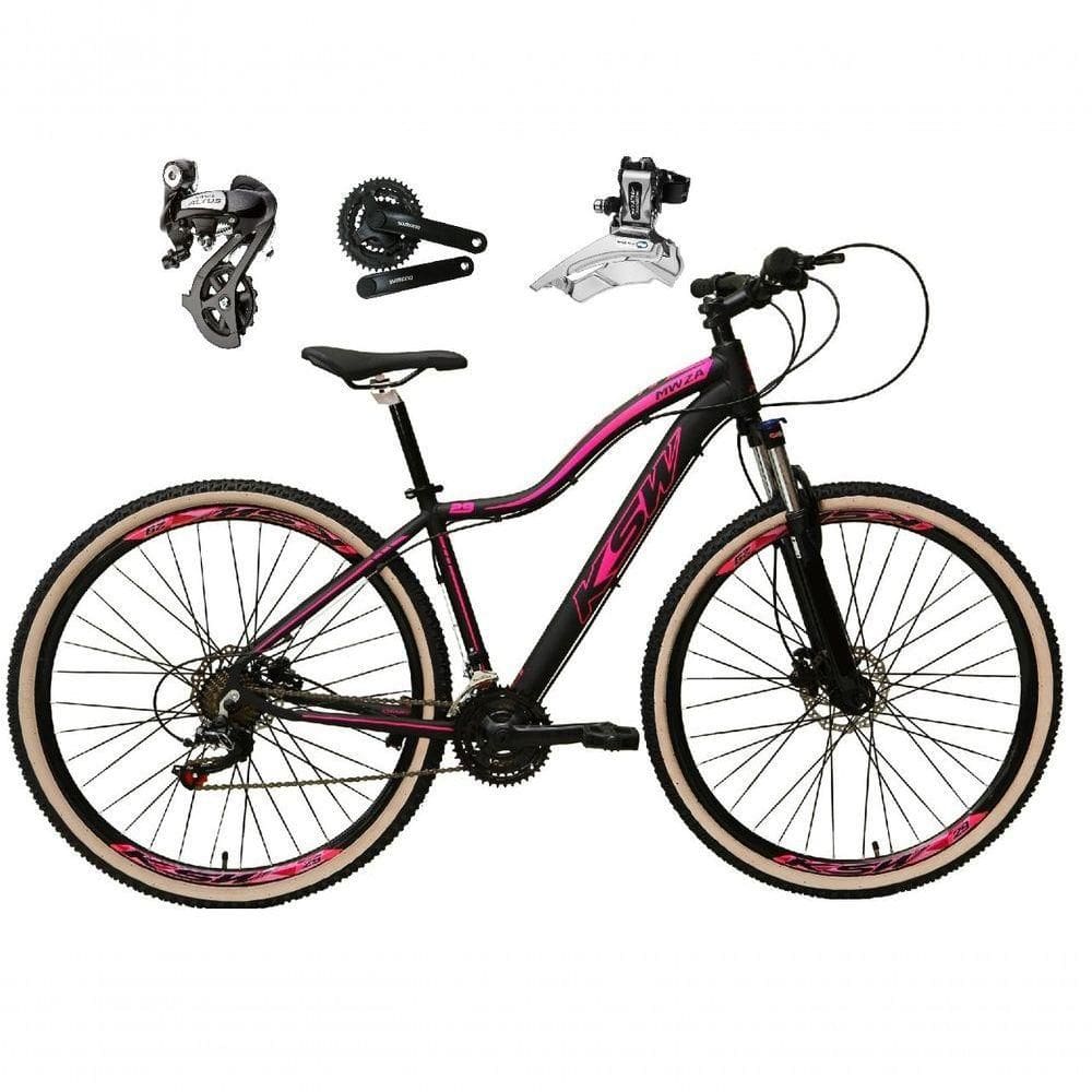 Bicicleta Aro 29 Ksw Mwza Shimano Altus 24v Frio Hidráulico Garfo Trava Pneu Bege - Preto/rosa Tam.15