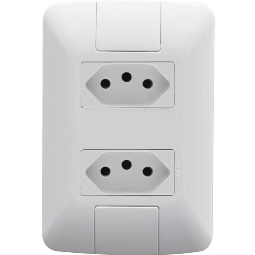 Kit 4 Conjunto 4x2 2 Tomadas 2p+t Tramontina Aria 10a 250v Branco