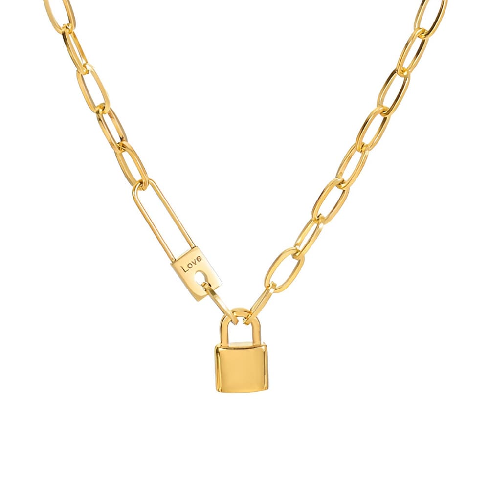 Colar Feminino Cadeado Madeline Banhado A Ouro 18k Presente