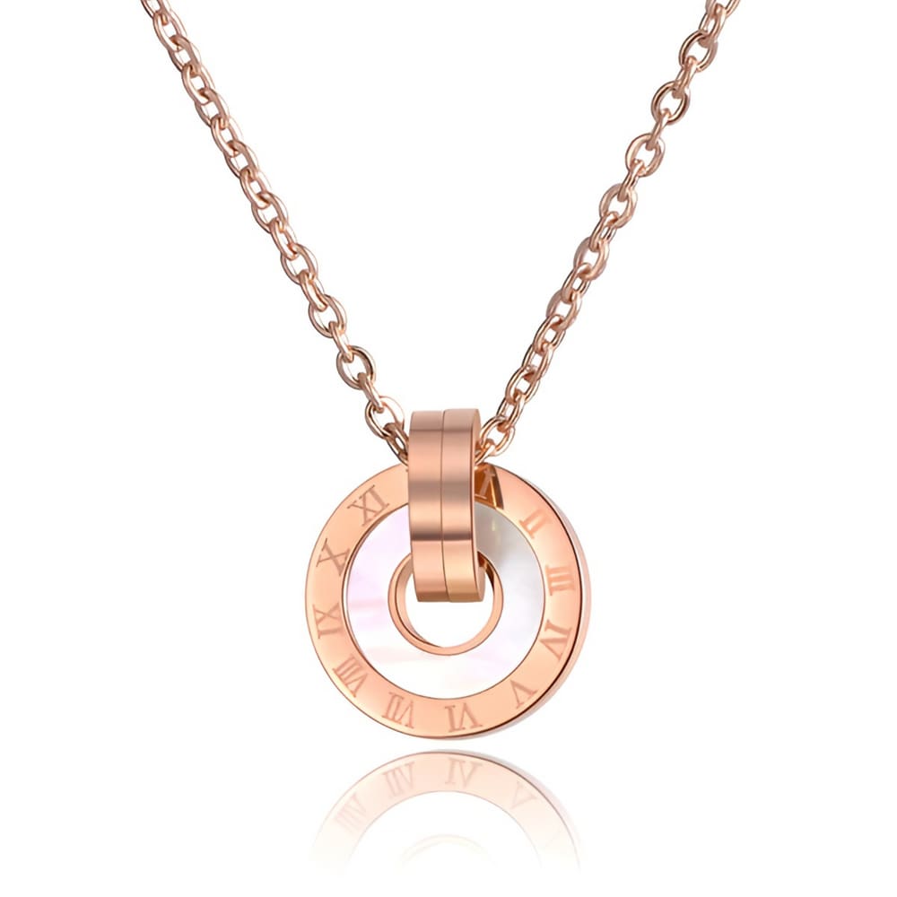 Colar Feminino Circulo Abby Número Romano Banhado Ouro Rosê