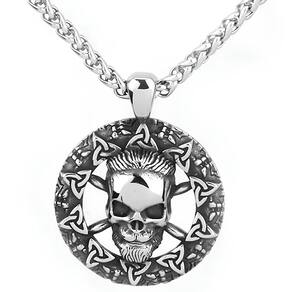 Colar Cordão Pingente Caveira Radgar Viking Nórdica Aço Inox