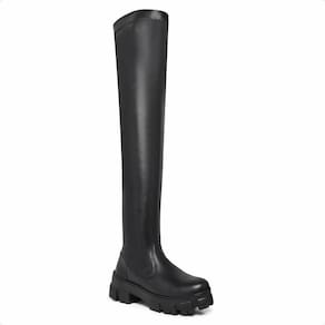 Bota Feminina Over The Knee Tratorada Elástico Moderna