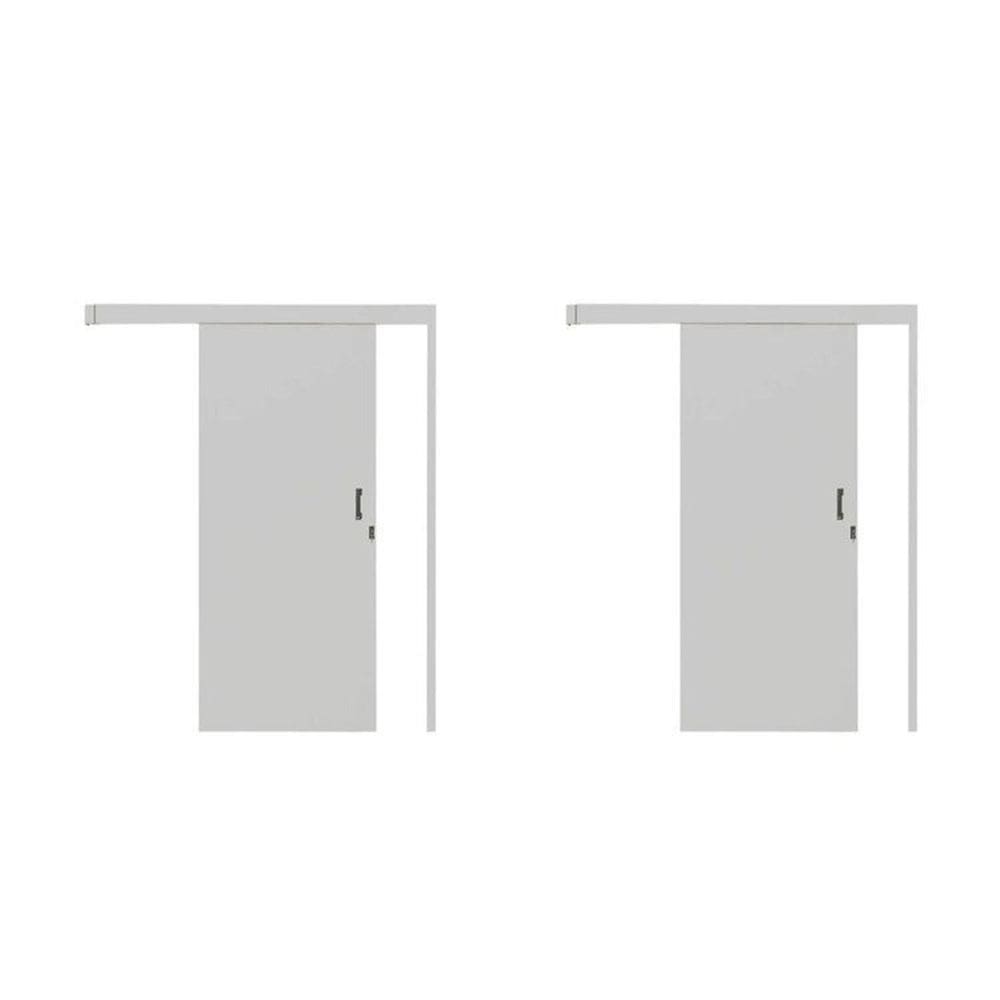 Kit com 2 Portas de Correr Madeira 215x80cm Sobrepor Reversível Melamínico Branco
