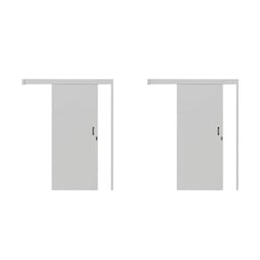 Kit com 2 Portas de Correr Madeira 215x80cm Sobrepor Reversível Melamínico Branco