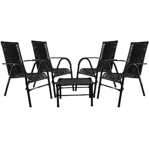 Conjunto Cadeiras Mesa De Centro Bela Preta Edícula