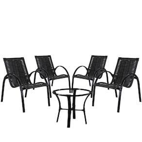 4 Cadeiras Mesa De Centro Em E Garden Preta