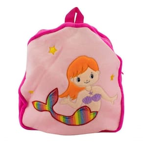 Mini Mochila Infantil Rosa Sereia Pelúcia 31x28cm