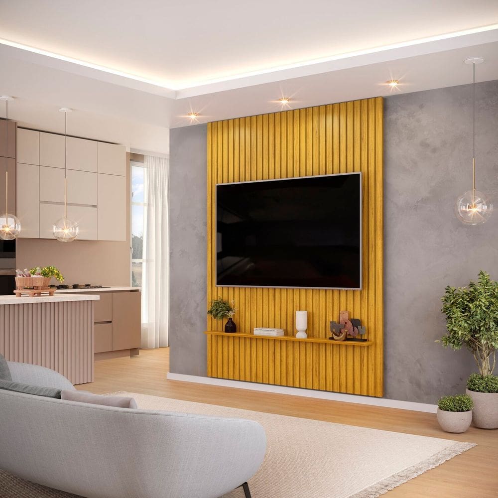Painel Ripado Trento 183x240cm em Mdf Cedro