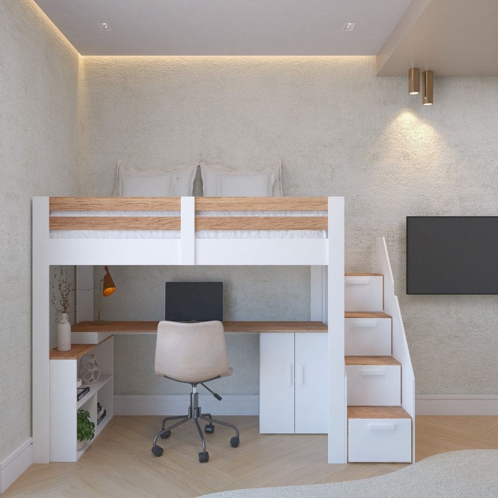 Cama Office Multifuncional Solteiro Adulto Star Plus Casatema Branco/Amadeirado