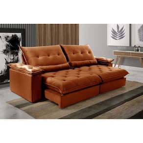 Sofá Retrátil e Reclinável 3 Lugares Diamante Terracota