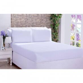 Jogo De Cama Lençol Ponto Palito Micropercal Casal 03 Peças Branco